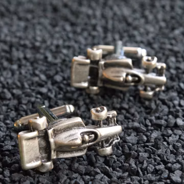 F1 Car Cufflinks: Silver/Bronze Plated Brass, Unique Design