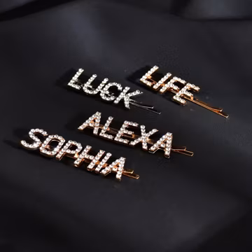 Personalized Rhinestone Name Hair Clip: Custom Letter Bobby Pin
