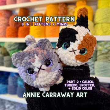 Loaf Cat Crochet Pattern | Kittens Part Two | 8 in 1 Pattern Bundle | Annie Carraway Art | PDF Pattern