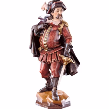 Hand Carved Maple Wood Comedian Matamaros Statue, Italian Decor