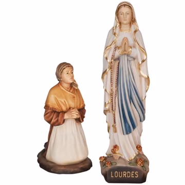 Hand-Painted Maple Wood Our Lady of Lourdes Statue – Catholic Gift