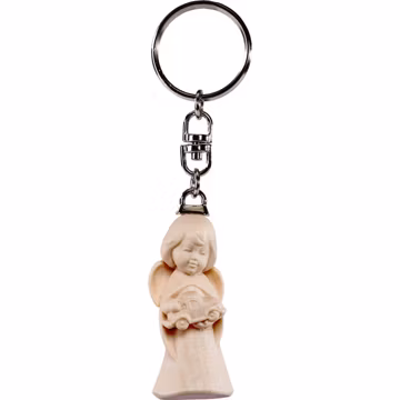 Wooden Angel Keyring with Car, Catholic Gift