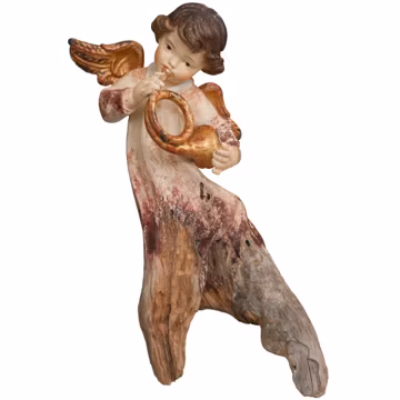 Hand Carved Wooden Angel Statue – Root Wood, Franch Horn