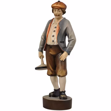 Hand Carved Maple Wood Curling Player Statue – Unique Home Decor