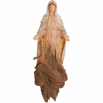 Our Lady of Grace Root Sculpture – Hand-Painted Wooden Statue