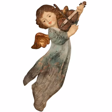 Hand Carved Wooden Angel Statue – Violin, Religious Gift