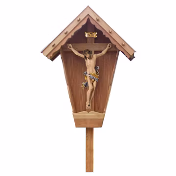 Wooden Field Cross with Corpus Leonardo, Catholic Decor