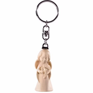 Wooden Angel Keyring with Clover, Catholic Gift (5cm)
