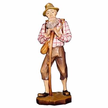 Hand Carved Wooden Lumberjack Ornament – Painted Maple Wood Decoration (7.87 Inch)