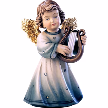 Hand Painted Wooden Angel Sissi with Lyre, Catholic Decor