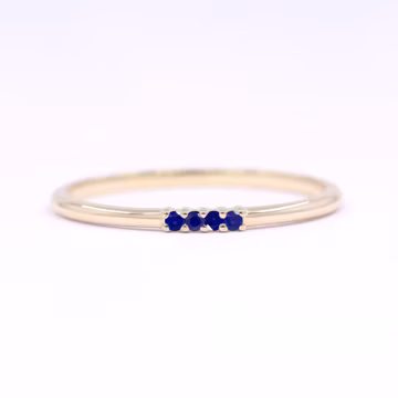 Dainty 14k Gold Sapphire Ring: Thin Stackable Band