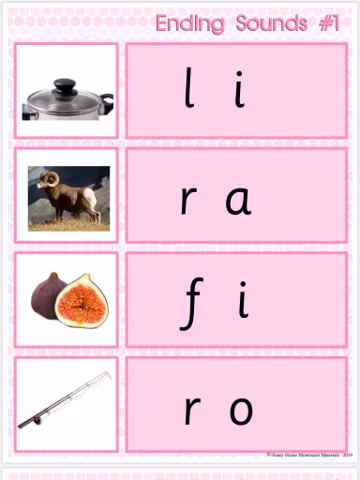 PINK SERIES | Montessori Activity - Ending Sounds | Educational Material | Homeschooling | PRINTED ( 18 pages)- Montessori