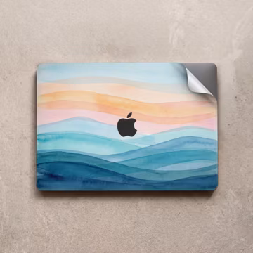 Watercolor Landscape MacBook Air Skin 13 13.6 " Pro 14 15 16 inch M3 M2 M4 Vinyl Keyboard Decal Cover 2025 2021 A3112 A1990 Waves Pattern