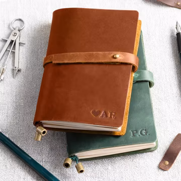 Personalized A5 Leather Journal, Refillable Notebook, Birthday Gifts for Him Her