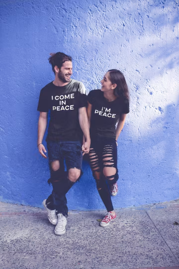Couples Funny Matching Shirt, I Come In Peace, Gift For Him, I'm Peace, Gift For Her, Funny Relationship Tee, Dirty Humor T-Shirt Gift Ideas