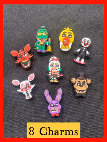 FNAF Shoe Charms - 8 Pcs , Kids, Spooky, Freddy, Horror, Birthday, Game, Party Favors, Gift, Halloween