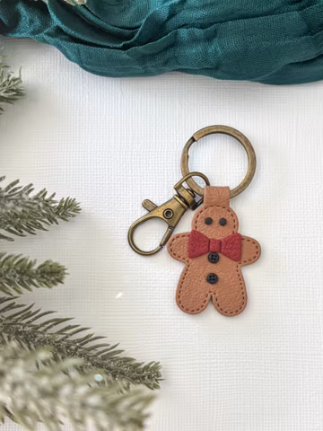 Gingerbread Man Keychain | Christmas | Handmade Gifts | Lightweight | Clay Earrings | Kalico Citten Designs
