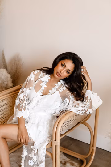 Lace Bridal Robe | Bride Robe | Bridesmaid Robe| Bridal Party Lace Bridal Shower Robe| Wedding Getting Ready Robe ( LEAF Bridal Robe )