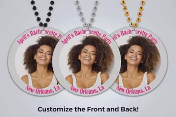 Personalized Medallion Beads - Bachelorette Party Decorations, Custom Design (One Dozen)
