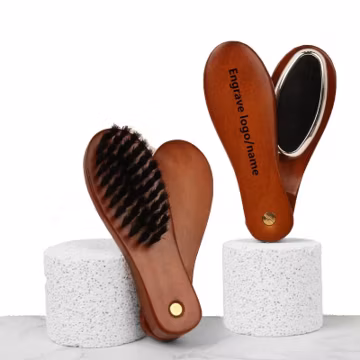 Personalized Logo-Natural wood shoehorn folding shoe horns Shoe Care brushes coat gift