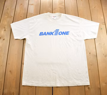 Vintage 1990s Bank One Hanes Single Stitch Graphic T Shirt Made In USA