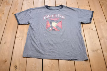 Vintage 1990s Bad To The Bone Betty Boop Graphic T-Shirt / Graphic / 80s / 90s / Streetwear / Retro Style / Betty Boop / Graphic Ringer