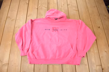 Vintage Y2K New York City NYC Pink Embroidered Hoodie