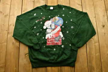 Vintage 90's Santa Claus Christmas Sweater , 90s Holiday Crewneck , Winter Wear , Festive Graphic Print , Made In USA