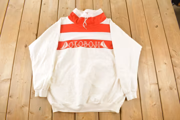 Vintage 1980s Okoboji Pullover Windbreaker Jacket Men's Large / Streetwear Souvenir Jacket / Made In USA / Sailing Nautical