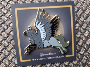 Hippogriff 2" Enamel Pin - hippogryph bird horse fantasy heraldry heraldic mythical animal buckbeak