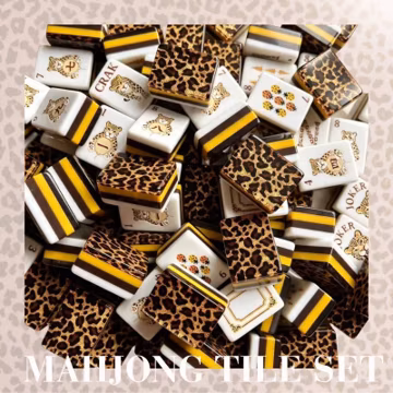 Leopard Print Mahjong Tile Set with Gold Glitter, 160 Acrylic American Mahjong Tiles with Clear Tote Bag & 2026 Cards, Unique Gift