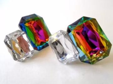 Watermelon Lucite Earrings, Crystal Like & Colorful Large Faceted Lucite Faceted Stud Earrings, Bold and Beautiful Jewelry Earrings