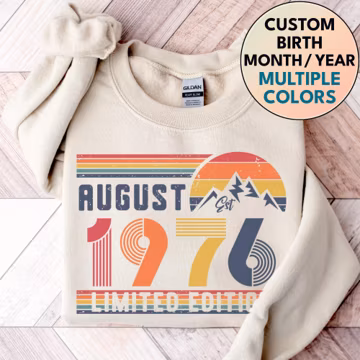 1976 Sweatshirt, 1976 Birthday Sweatshirt Sweater, 1976 Birthday Year Number Sweat for Women Or Man, Birthday Gift, 50th Birthday Sweatshirt