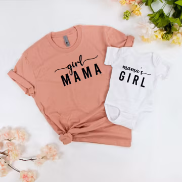 Girl Mama Shirts, Girl Mama Tees, Mama's Girl Onsie, Mama's Girl Custom Onsies, Custom Baby Onsies, Mom and Son Matching Shirt, Mom Shirt