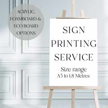 Wedding Signs Printing Service - Custom Colours and Sizes Canva printing