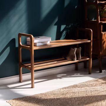 Mid-century entryway bench, Shoe storage, Teak entryway shoe bench, Narrow bench, Small bench, Scandinavian bench