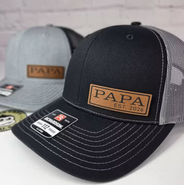 PAPA Patch Hat, XL Papa Cap, Big Head Hats, Gifts for Grandpa, Pregnancy Announcement Gift, Extra Large Head Richardson 112 XL Trucker Caps