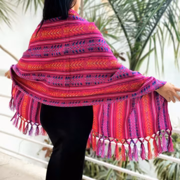 Handwoven Mexican Rebozo Scarf | Traditional Fringed Shawl from Mexico