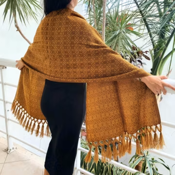Traditional Mexican Rebozo Shawl - Handwoven Cotton blend Scarf