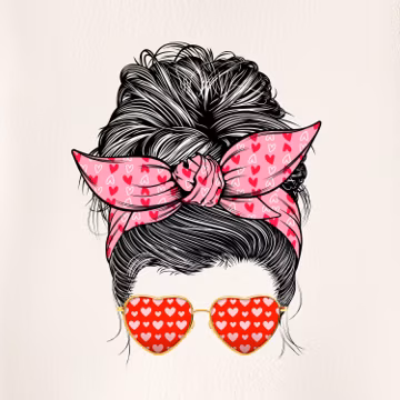 PNG Messy Bun, Mom Life, Bandana Bow Head, Red Bandana, Valentine, Valentines Messy Bun, Headband, Love Messy Bun, Messy Bun 3MB