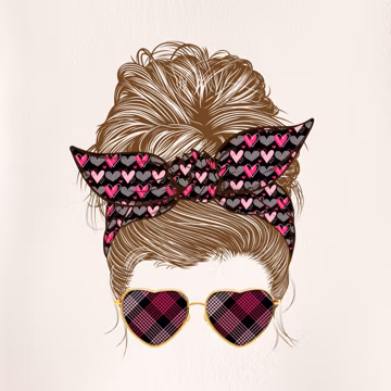 PNG Messy Bun, Mom Life, Bandana Bow Head, Brunette, Valentine, Valentines Messy Bun, Headband, Messy Bun, Messy Bun 16MB