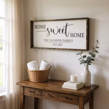 Personalized Farmhouse Sign, Custom Family Name & Est. Date Wood Decor, Wedding Gift