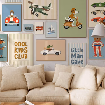 150 Retro Vehicle Wall Art Bundle, Kids Room Decor, Nursery Transportation Prints, Vintage Car Poster Set, Digital Download, Printable Art