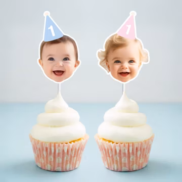 Face Cupcake Topper, Personalized Photo Party Decorations, Cupcake Topper face, Baby Face Topper, Face Toppers, Custom Photo Toppers,