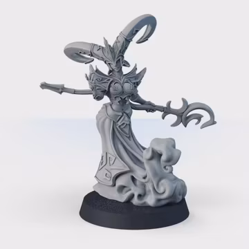 Sorceress Dungeons & Dragons 3D printed miniature, DND wargame vampire mage figure, undead fantasy wizard character