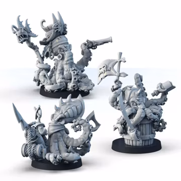 Warriors DnD miniature set Octopus Corsairs, 3D printed beast resin mini figure, magical creature TTRPG character, gamer Christmas gift