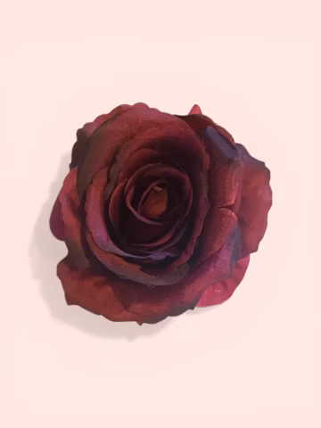 Burgundy Fabric Rose Hair Clip – Rockabilly Fascinator Flower Accessory