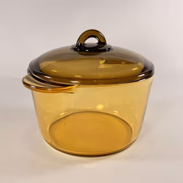 ARC France 2.5L Casserole Glass Heat Resistant Cookware Brown Yellow Lid