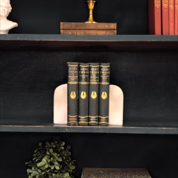 Classic Books by the Foot: Vintage Green and Gold Mark Twain Decorative Book Set Huckleberry Finn, Tom Sawyer Library Decor
