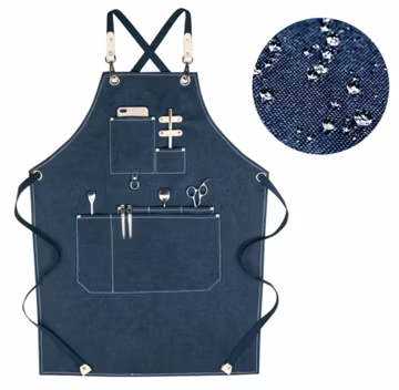 Personalized Waterproof Canvas Work Apron, Crossback with Pockets for Barista, Barber, Florist
